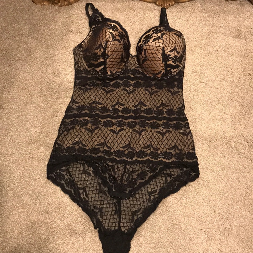 4/$25 Marilyn Monroe black lace slip/bra/teddy